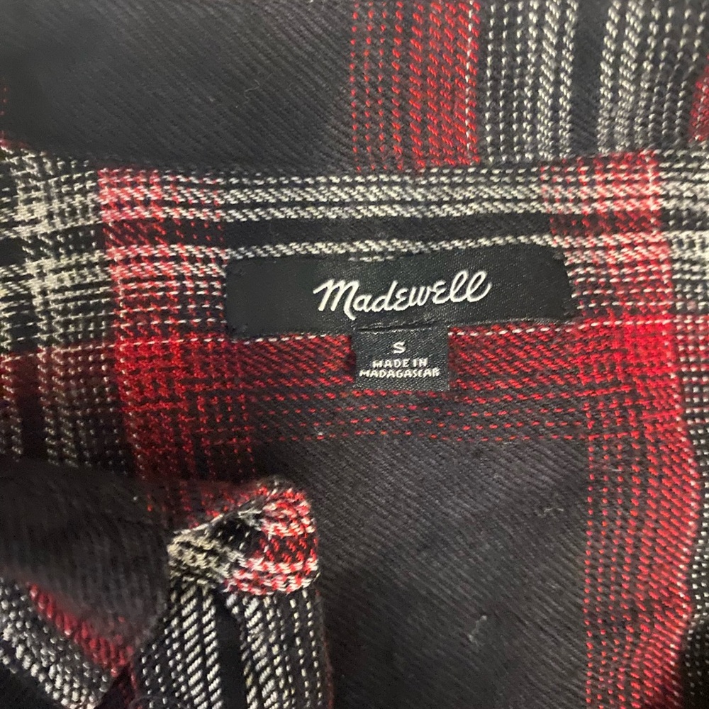 Madewell Plaid Cotton Shirt Small Grunge Academia Flannel Oversized Casual Y2K - Picture 4 of 5